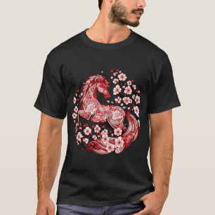 Camiseta Año del Caballo 2026 Arte Recortado con Flor de Ce
