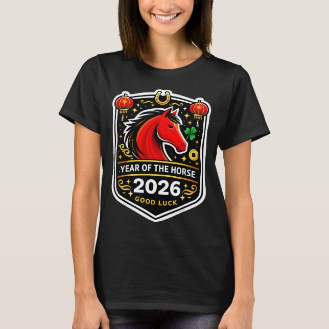 Camiseta Año Del Caballo 2026 Buena Fortuna Caballoslindos  (Anverso)
