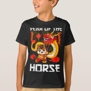 Camiseta Año del Caballo Danza del Dragón Chino Año Nuevo L