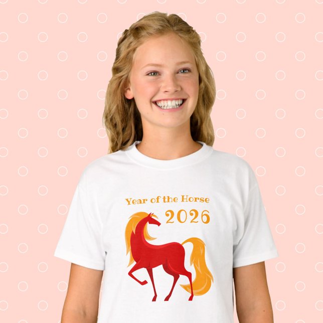 Camiseta Año del Caballo de Fuego 2026 Chica Zodiaco chino (Subido por el creador)