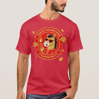 Camiseta Año del Caballo de Fuego Año Nuevo Lunar Rojo Zodi