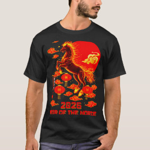 Camiseta Año del Caballo Lunar Año Nuevo Chino Fuego Caball