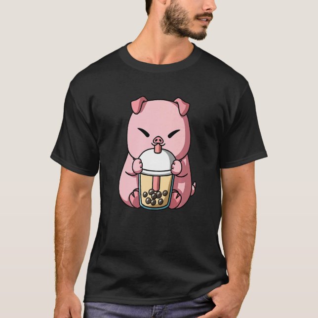 Camiseta Año del cerdo Año Nuevo chino Boba burbuja de té T (Anverso)