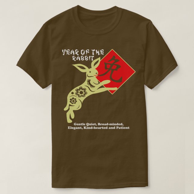 Camiseta Año del Conejo Feliz Año Nuevo Lunar Zodiaco Chino (Diseño del anverso)