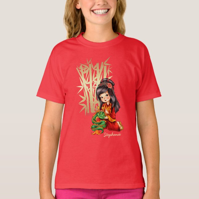 Camiseta Año del dragón chino | Entrega de nombre personali (Anverso)