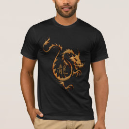 Camiseta Año del DRAGON, el dragón chino de oro y kanji