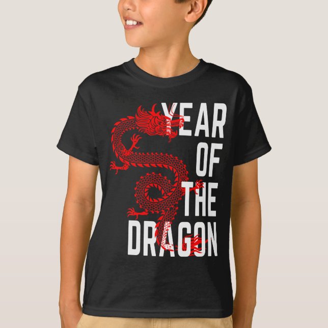 Camiseta Año del Dragón rojo blanco (Anverso)