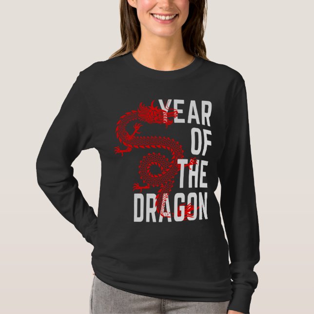 Camiseta Año del Dragón rojo blanco (Anverso)