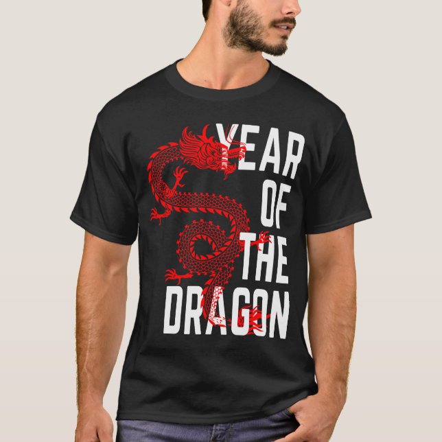 Camiseta Año del Dragón rojo blanco (Anverso)