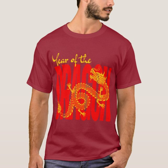 Camiseta Año del Dragón Rojo Oro (Anverso)