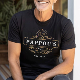 Camiseta Año del personalizado Pappou en el bar de la casa