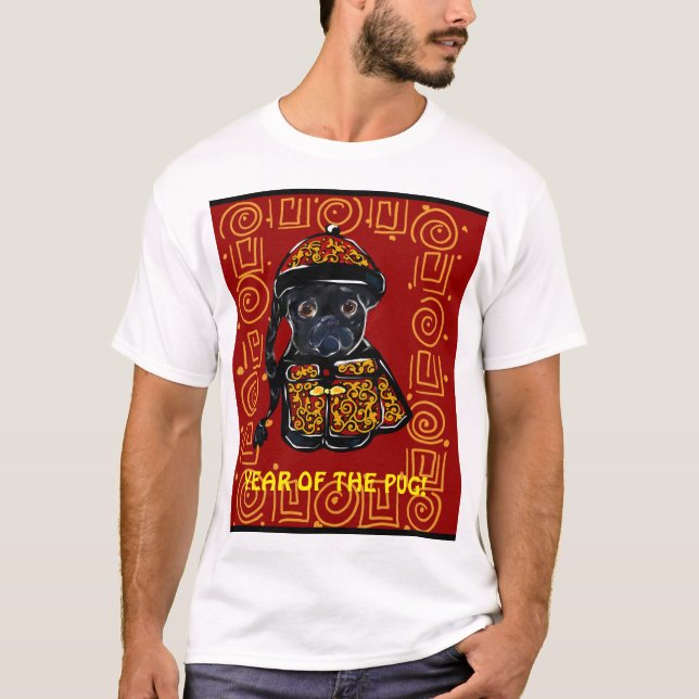 Camiseta Año del Pug Negro del Perro (Anverso)