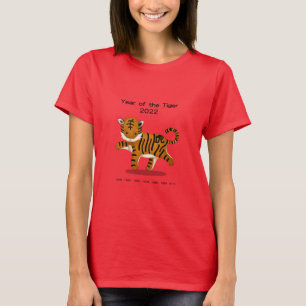 Camiseta Año del Tigre 2022 Animal del Zodiaco Lindo Rojo