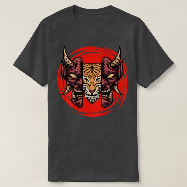 Camiseta Año del tigre, mascarilla de samurai, cultura japo (Diseño del anverso)