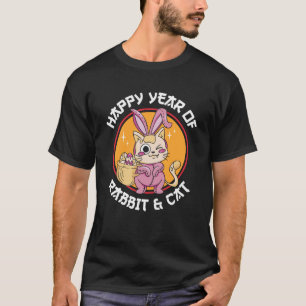 Camiseta Año feliz del nuevo ye zodiaco chino conejo y gato