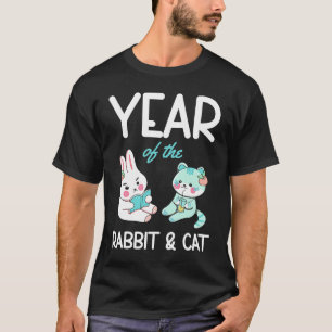 Camiseta Año feliz del nuevo ye zodiaco chino conejo y gato