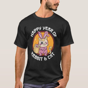Camiseta Año feliz del nuevo ye zodiaco chino conejo y gato