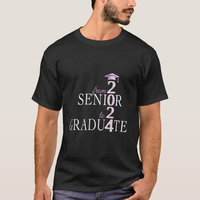 Camiseta Año Final Negro Morado De Graduado 2024 (Anverso)