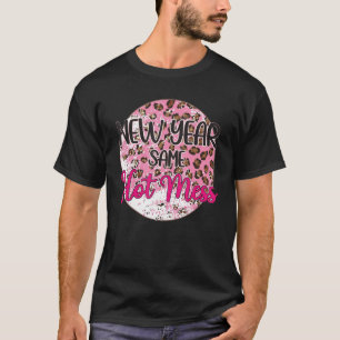 Camiseta Año nuevo 2023 del leopardo rosa retro