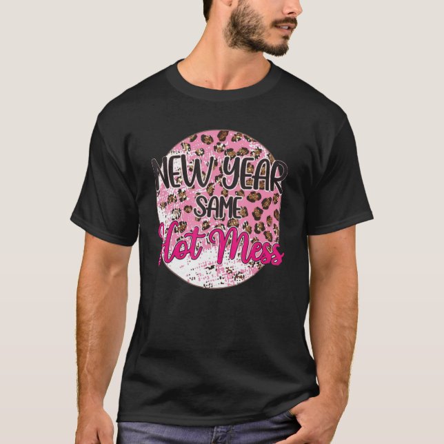 Camiseta Año nuevo 2023 del leopardo rosa retro (Anverso)