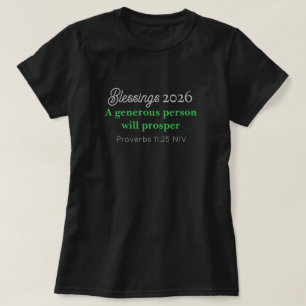 Camiseta Año Nuevo 2026 Prosperidad Bendiciones Negras y Ve