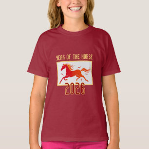 Camiseta Año Nuevo Caballo de Fuego Chino 2026 Niños
