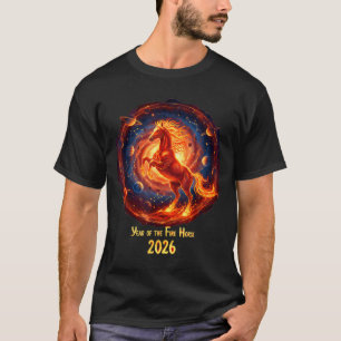 Camiseta Año Nuevo Caballo de Fuego Lunar Celeste Chino