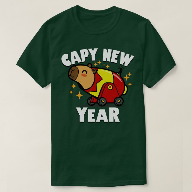 Camiseta Año Nuevo Capy Año Nuevo Cute Kawaii Capybara Año  (Diseño del anverso)