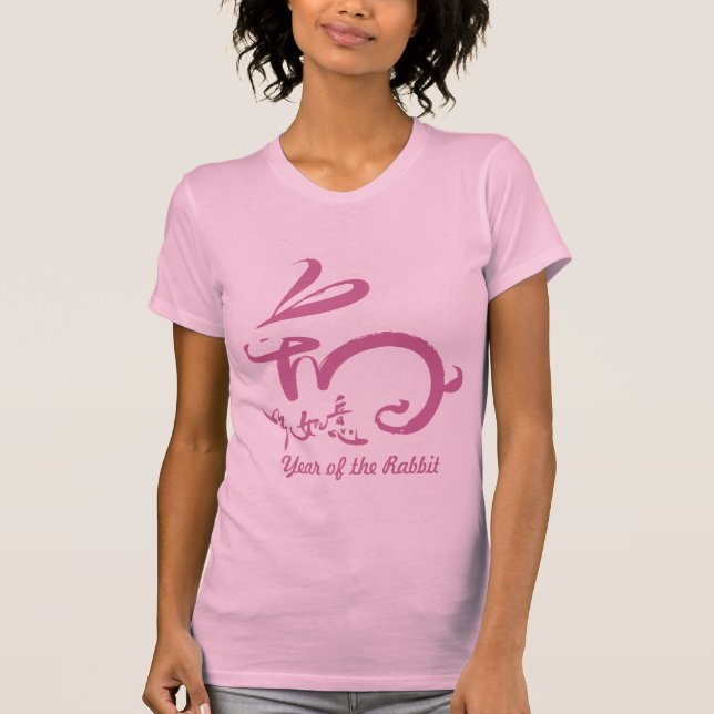Camiseta Año Nuevo chino 2011 - año del conejo (rosa) (Anverso)
