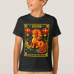 Camiseta Año Nuevo Chino 2026 Año del Caballo de Fuego Rojo