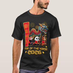 Camiseta Año Nuevo Chino Caballo Panda Dragón Danza Lunar N