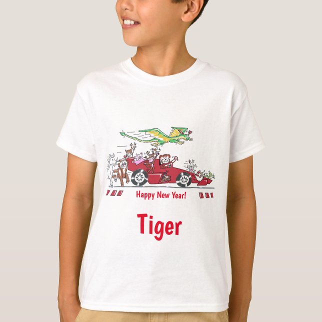 Camiseta Año Nuevo chino del auto de la Carreras del tigre  (Anverso)