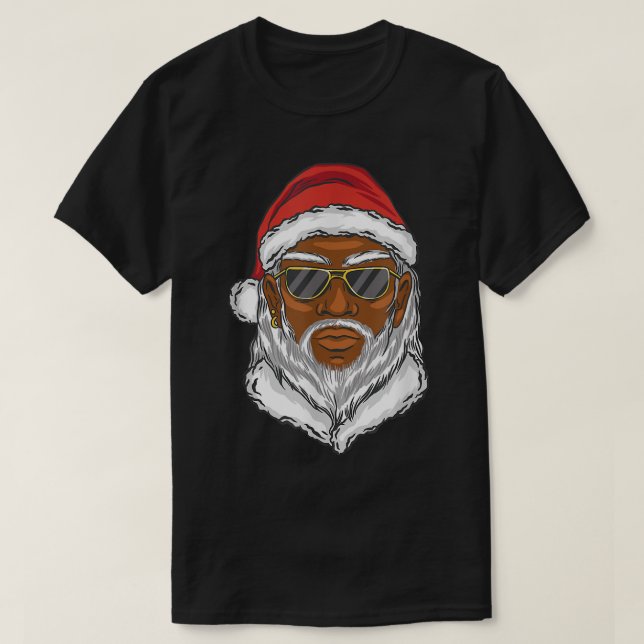 Camiseta Año Nuevo de los Navidades del Guay negro Santa Cl (Diseño del anverso)