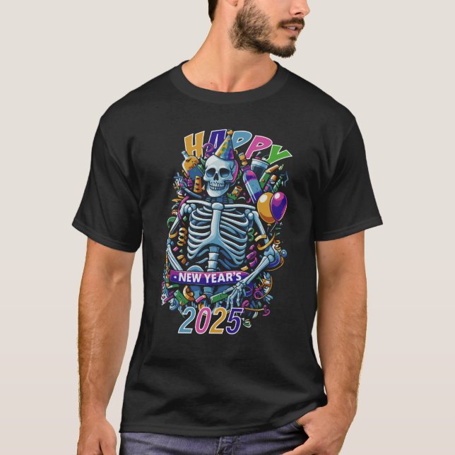 Camiseta Año Nuevo de Skeleton Fiesta (Anverso)
