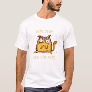 Camiseta Año Nuevo divertido El Tee De Amor De Gato Calient