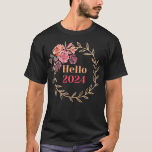 Camiseta Año Nuevo Feliz 2024.Hola 2024
