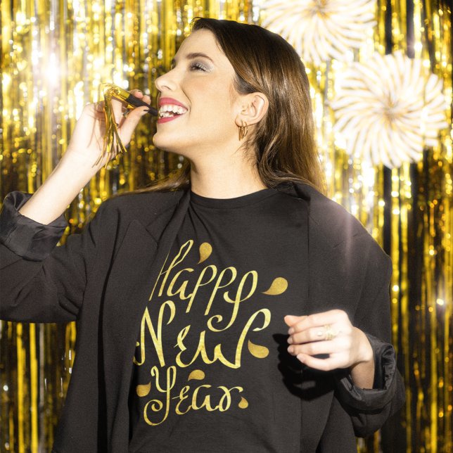Camiseta Año nuevo feliz de oro (Subido por el creador)