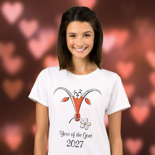 Camiseta Año Nuevo Lunar Chino Cabra 2027 Zodiaco Mujeres