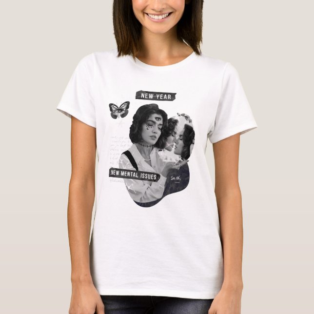 Camiseta Año Nuevo Problemas Mentales Estoy Bien (Anverso)