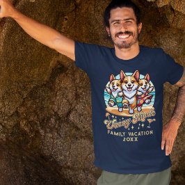Camiseta Año personalizado Funny Corgi Dogs Beach Vacacione