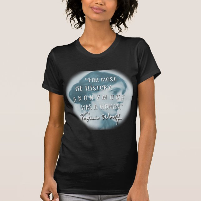 Camiseta Anónimo era un azul de la cita de Virginia Woolf (Anverso)