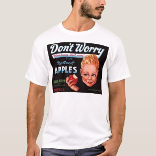 Camiseta Años 1930 No te preocupes marca manzanas etiqueta 