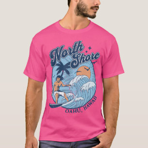 Camiseta Años 1970 Vibrante Surfing North Shore Oahu Hawaii