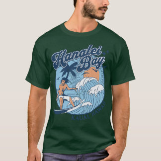 Camiseta Años 1970 Vintage Surfing Hanalei Bay Kauai Hawaii
