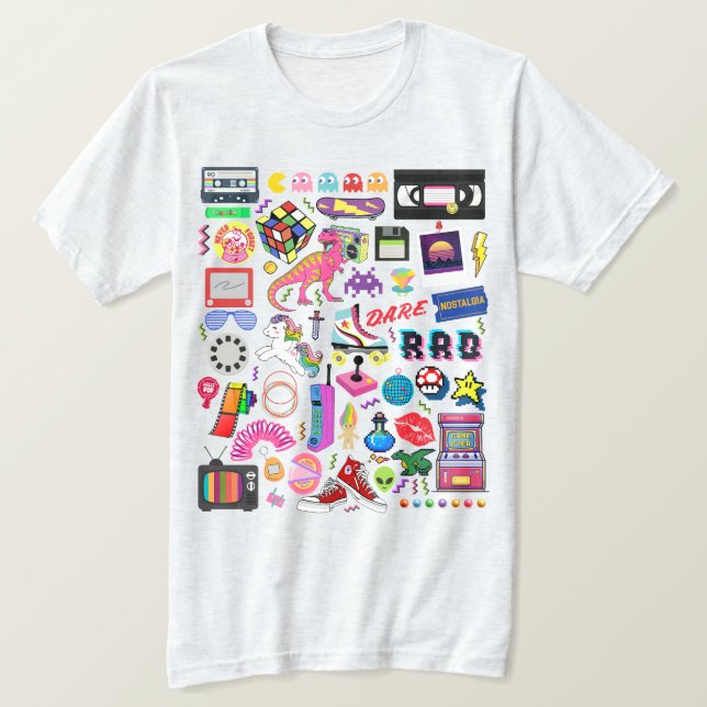 Camiseta Años 1980 Nostalgia de retroceso nostalgia (Anverso del diseño)