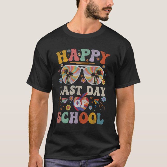 Camiseta Años 70 Feliz último día de clases Groovy Teachers (Anverso)