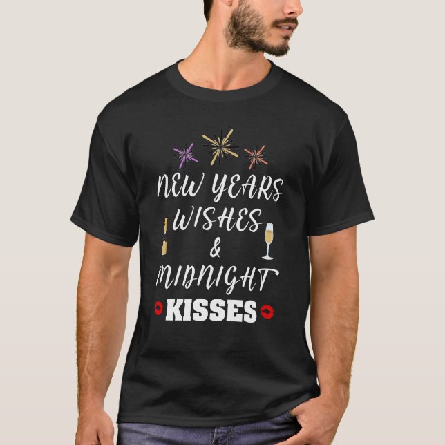 Camiseta Años nuevos desea besos de medianoche, besos pop d (Anverso)
