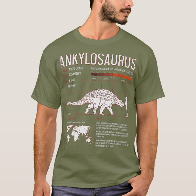 Camiseta Anquilosauro Dinosaurio Hechos Paleontólogo Nerd (Anverso)