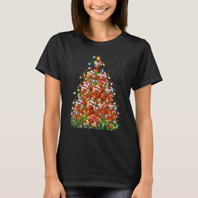 Camiseta Ant   Xmas Lights Santa Ant Christmas Tree (Anverso)