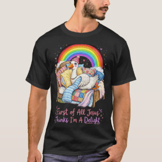 Camiseta Ante Todo Jesús Piensa Que Soy Un Ganso Divertido 